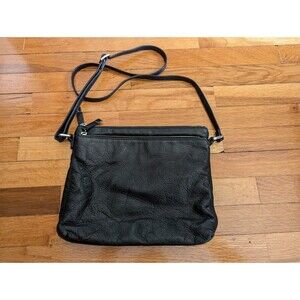 Margot New York Purse Jeanne Crossbody Leather Black Zip Compartments Lined